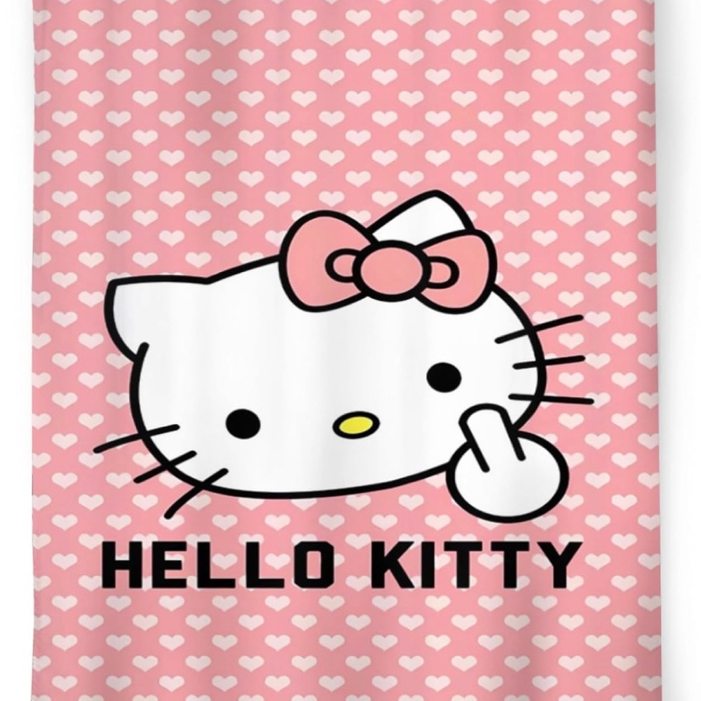Hello Kitty middle finger shower curtain